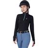 Preto Maglia termica da donna, a maniche lunghe, per atletica, abbigliamento equestre e attrezzatura per equitazione (nero/acqua)