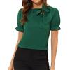 Allegra K Donna Camicie Collo Farfalla Elegante Camicetta Maniche Corte Ufficio