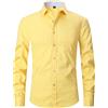 ATOFY - Camicia da Uomo con Polsino Francese, vestibilità Regolare, Camicia Formale da Lavoro, a Maniche Lunghe, Gemelli Casuali, Giallo, M