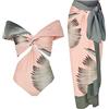PAIDAXING Costume da bagno da donna in 2 pezzi con pareo abbinato, estivo, vintage, stampa floreale, monokini con gonna lunga avvolgente Boho Holiday Beachwear, 41-rosa, M