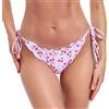 RELLECIGA Costume da Donna Slip Bikini con Laccetti Taglio Brasiliano con Volant Bottom Elegante Ruffle Cherry L