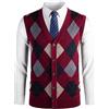 Herothorn Gilet Maglia da Uomo con Diamante Spesso Argyle Maglieria Senza Maniche Maglione Cardigan Scollo a V Smanicato Pullover Panciotto Canotte con Bottone