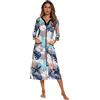 Verve Jelly Accappatoio da donna con cerniera, maniche a 3/4, stampa floreale, leggero, con tasche, abbigliamento da casa da donna