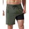 Arcweg Pantaloncini da Bagno da Uomo 2 in 1 Impermeabili da Spiaggia con Tasche con Zip e Fodera a Compressione per L'Estate in Spiaggia o in Piscina