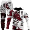 RIAAJ Wolf tiger Lion - Tuta sportiva da uomo, con cappuccio e pantaloni, Wolf1., S