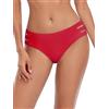 Ocean Blues Slip Bikini Donna in Rosso, Taglia XL - Vita Media con Tagli Laterali