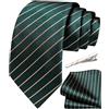 Ailisus Cravatta da uomo 160 cm extra lunga classica a righe e fazzoletto quadrato in seta set cravatta cravatta fazzoletto fermacravatta per feste formali di nozze, Oro verde scuro., Taglia unica