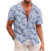 COOFANDY Camicia Hawaiana a Maniche Corte Camicia Estiva a Maniche Corte Camicia in Lino da Uomo