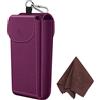 Fintie Custodia per occhiali doppia con gancio a moschettone, custodia per occhiali in pelle vegana portatile antigraffio, Viola, Large