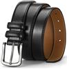 Glamicci GLMC - Cintura per abiti in vera pelle, 3 cm, fibbia a polo singolo, classica e alla moda, cintura profilata per abiti da lavoro, jeans e casual, senza scatola (611), Nero , 31-33"Waist(110cm