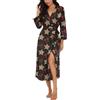 PrinStory Accappatoio da donna leggero con maniche a 3/4, con scollo a V, kimono, Leopardo stella fiocco, M