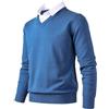 Herothorn Maglione da Uomo Maglione alla Moda Pullover Morbido al Tatto Felpa con Scollo a V e Colletto alla Coreana a Quadri o Bianco
