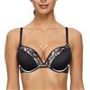 YANDW Reggiseno Push-up Imbottito da Donna, con Spalline Regolabili, in Pizzo, Sexy, con Ferretto, Nero, 6B