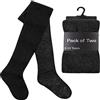 ITRAT® 2 paia di collant in cotone per bambini, uniformi scolastiche, spessi e caldi, in cotone, tinta unita, super morbidi, aderenti, per uso quotidiano, Nero , 13-14 Anni