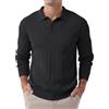 Hisir Polo da uomo a maniche lunghe invernali in maglia, vestibilità regolare, casual, classico, a righe verticali