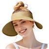 Barelove Cappelli con visiera parasole da donna a tesa larga in paglia coda di cavallo cappello estivo da spiaggia UV UPF pieghevole da viaggio cachi, Cachi, M