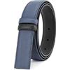 Vatee's Cinture reversibili in vera pelle senza fibbia per gli uomini Cintura di ricambio 34mm larghezza 105cm Lunga Blu & Nero