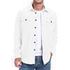 QIXING Camicia di velluto a coste da uomo a maniche lunghe button down, camicia casual vestibilità regular, giacca cappotto autunno inverno con tasche a patta, bianco, XXL