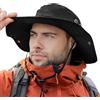 TOP-EX XL/XXL Cappello da sole da uomo a tesa larga UPF 50+ & impermeabile, grandi cappelli estivi per escursioni, trekking, pesca, campeggio, vela, pieghevole, regolabile, traspirante, TX702_nero,