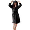 Generico Vestaglia Donna Invernale Pile Termico Manica Lunga Peluche Accappatoio Vestaglie Cotone Con Cappuccio Morbido Peluche Indumenti Da Notte Loungewear Flanella Accappatoio Inverno