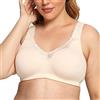 Ayigedu UK - Reggiseno da donna taglie forti, copertura completa, senza ferretto, non imbottito, minimizer in cotone, Beige, 42