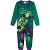 Marvel The Incredible Hulk Pigiama in pile per ragazzi, tuta intera con zip, per bambini, pigiama da notte e per il tempo libero, Verde, 7-8 Years