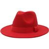 SRTUMEY Cappelli Fedora da donna e uomo, tinta unita, a tesa larga, stile Panama, per donne e uomini, stile jazz britannico, Rosso, M