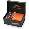 Massi Morino Cravatta con Fazzoletto da Taschino Set Uomo incl. Gemelli, Fermacravatta e Confezione Regalo - Set Cravatta Uomo per Matrimonio