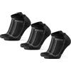 DANISH ENDURANCE Calzini Corti da Corsa, 3 Paia, Nero/Grigio, 39-42