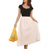 CUPSHE Maxi abito da donna a maniche corte increspato a blocchi di colore casual a vita alta una linea per matrimonio abito estivo