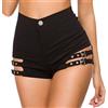 IWEMEK Pantaloncini da donna gotici in ecopelle nera a vita alta Punk Goth Disco Rave Party Pole Dance Booty Shorts Fascia Bodycon Hot Pants Night Out Clubwear