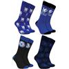Chelsea F.C. Calzini per ragazzi, confezione da 4 paia di calzini morbidi al polpaccio, regalo per ragazzi e tifosi, abbigliamento sportivo casual per scuola, blu navy/nero., 4/6.5 UK