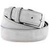 La Bottega del Calzolaio Cintura Uomo Pelle Scamosciata 3,5 cm, Cintura Unisex in Vero Camoscio con Interno in Cuoio, Artigianale Made in Italy, Fibbia in Metallo Argentato, Astuccio Regalo