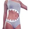 GELAiZi Shark Bite - Costume da bagno monospalla per ragazze, con spalline a catena, colore: grigio, Grigio, M