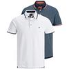 JACK & JONES Uomo JJEPAULOS Polo SS 2PK, Denim Blue/1DenimBlue1White, M