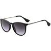 SUNGAIT Tondi Vintage Occhiali da Sole per Donna Uomo Classic Retro Designer Stile (Cornice Nera di Rivestimento Opaco/Lente Sfumata Grigia) -SGT567 SHKSH