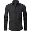 ATOFY - Camicia da uomo con polsino francese, vestibilità regolare, camicia formale da lavoro, a maniche lunghe, gemelli casuali, nero, S