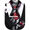 Barry.Wang - Set da uomo con cravatte, fazzoletto da tasca quadrato, fermacravatta, gemelli, motivo floreale, cravatte in seta classiche, set da 4 pezzi per matrimonio, festa, affari, Taglia unica