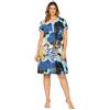 e.Femme® Camicia da notte da donna a maniche corte Monika 1082 in 100% cotone, Stampa blu, 46
