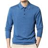 Hgvcfcv Polo da uomo autunnale a maniche lunghe in misto lana con risvolto, maglione casual, Blu, XXXL
