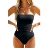 Holipick Donne Controllo della Pancia Un Pezzo Costumi da Bagno Senza Spalline Bandeau Costumi da Bagno Dimagrante Halter Costumi da, Nero, M