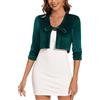 Kyzoeyou Coprispalle da donna, cardigan corto increspato con maniche a 3/4, coprispalle in velluto, casual, cravatta frontale, top per feste e abbigliamento quotidiano