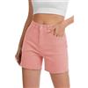 Alaster Queen Pantaloncini da donna elasticizzati in denim, con orlo Raw