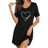 Demegimi Camicie da Notte Donna Estiva con Stampa a Forma di Cuore Cotone Pigiama Donna a Collo Rotondo