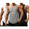 COOFANDY Pacco da 3 Canotta Uomo Palestra Asciugatura Rapida Maglietta Smanicata Bodybuilding Y-Back Muscle Fit per Fitness Running Allenamento Nero/Bianco/Grigio XL