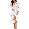 PrinStory Accappatoio da Donna Leggero con Maniche a 3/4, con Scollo a V, Kimono