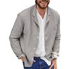 YOUYING Giacca da uomo in cotone e lino, vestibilità larga, leggera, con bottoni, casual, estiva, con risvolto, abbigliamento sportivo, A# Grigio, L