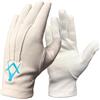 Regalia Store UK Guanti massonici bianchi in 100% cotone con ricamo quadrato e bussola, morbidi e riutilizzabili, regalo di alta qualità per uomini massoni, bianco, M