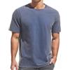 VEIISAR T-shirt da uomo pesante, girocollo, 100% cotone, 250 g/m², spessa, effetto invecchiato, da uomo, Blu reale, 3XL