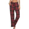 Lovasy Pantaloni Pigiama Donna in Pile Pantaloni a Quadri Morbidi e Caldo Trousers Plaid con Tasche per Casa Casual B Rosso XL